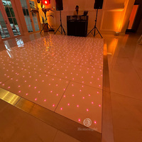 Piste de danse LED portable en acrylique étoilée noire et blanche de 16x16 pieds pour mariage et discothèque