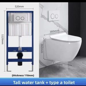 WC Moderno Sospeso a Parete con Cassetta dell'Acqua Nascosta, Sanitario Monoblocco a Sospensione per Bagno - Product Image 5