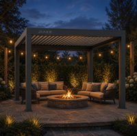 Jiake 6063-T5 Aluminium-Pergola mit Motorisiertem Lamellendach für Feuerstelle Lounge Garten Terrasse Outdoor-Pavillon