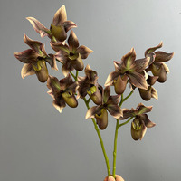 Orchidée Phalaenopsis Artificielle en Silicone, Toucher Réaliste, Haute Qualité, Décoration d'Intérieur, Fleur pour Photographie