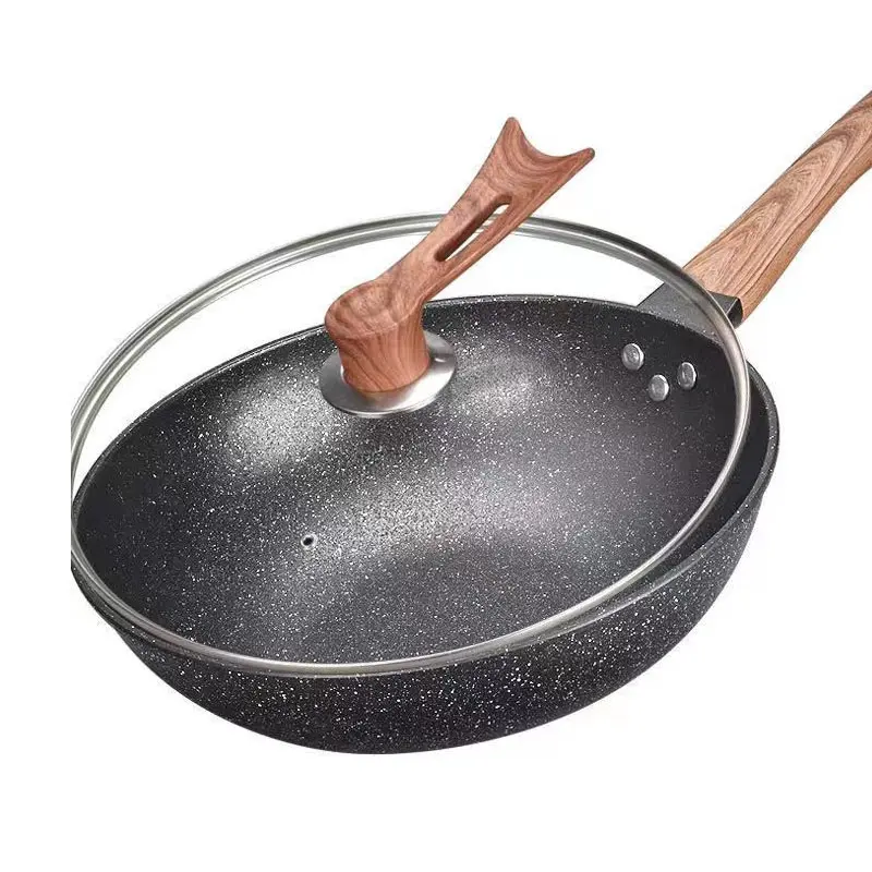 Custom Logo Cookware Granite Made China Wok Cooking Saute Panela Frying Pan Non Stick Pan