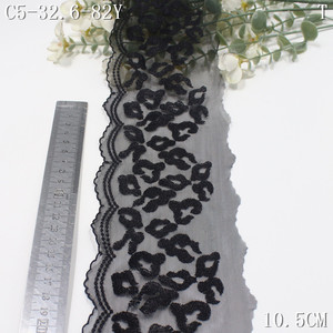 Mới Thân Thiện Với Môi Ưa Thích Màu Đen Lưới Thêu Ren 16Cm Căng Đàn Hồi <span class=keywords><strong>Net</strong></span> Hoa Thêu Ren Trim Cho Quần Áo Phụ Kiện - Product Image 5