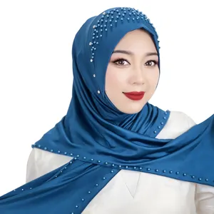 All'ingrosso moda popolare sciarpa hijab di Spandex da donna cappelli turbante con perla di diamante musulmano instant foulard hijab per le donne