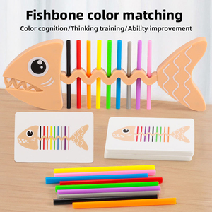 Juego de Mesa de Combinación de Colores con Diseño de Espina de Tiburón, Rompecabezas de Clasificación de Escritorio con Juego de Emparejamiento de Tarjetas, Juguete Educativo para el Aprendizaje Infantil - Product Image 5