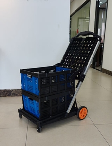 Đa Sử Dụng Chức Năng Đóng Mở Xe Di Động Gấp Xe Đẩy Lưu Trữ Mua Sắm Toa Xe Giỏ Hàng Với 2 Lưu Trữ Thùng - Product Image 3