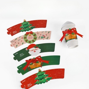 Custom Logo Disposable Takeaway Coffee Cup Sleeve Portable Craft Paper Cups Jacket for 500ml Hot Drinks Double Wall Embossing