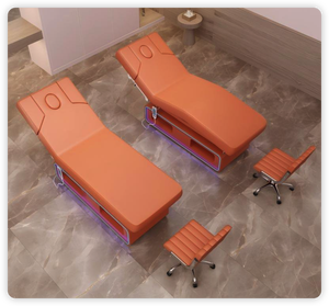 Orange <b>Electric</b> Adjustable Massage <b>Table</b> LED Light Salon Beauty Bed 3 Motor Upholstered Treatment Furniture - Product Image 5