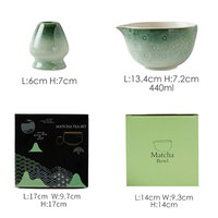 En stock, logo personnalisé, 2 pièces, bol à matcha en céramique moderne, support pour fouet, boîte cadeau pour débutant en matcha