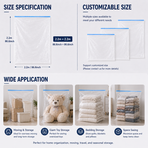 Sacs à fermeture éclair en PE surdimensionnés, sacs de rangement en plastique transparent, grande capacité, durables pour le déménagement et l'usage domestique - Product Image 3