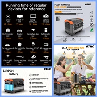 Station d'alimentation portable 400W, panneau solaire LiFePO4, onde sinusoïdale pure, charge rapide, haute capacité, charge solaire AC pour voiture, camping en plein air