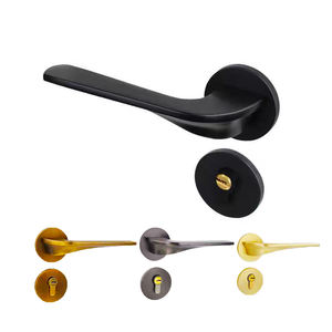 מנעול דלת עץ מוצק שחור עם ידית אלומיניום שקטה עבור חדר שינה ודירות פנים חומר סגסוגת עמיד - Product Image 3