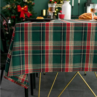 DUOLAI Nouvelle arrivée Nappe de cocktail à franges en tissu tartan de style noël Nappe rectangulaire Nappe d'art de type floral