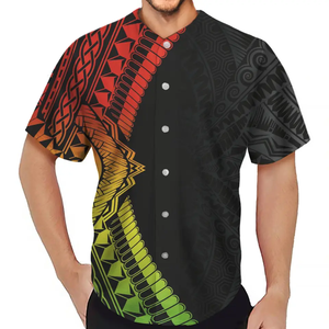 Camisa de Uniforme de Beisebol Masculina com Estampa Tribal Reggae de Tonga, Ilhas do Pacífico, Camisas Casuais de Manga Curta para Homens - Product Image 3