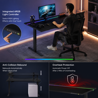 Bureau d'ordinateur moderne télescopique électrique à 3 niveaux AOR avec mémoire, design ergonomique, idéal pour le gaming