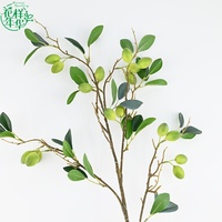 Daun Zaitun Buatan Hijau, Buah, dan Ranting 97cm, Imitasi untuk Vas, Dekorasi Tanaman Meja, Rumah, Kantor, Pesta Pernikahan, Grosir