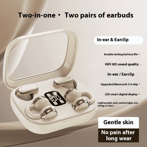 <strong>2</strong> In 1 Q10 Ear Clip Dual Audifonos Two Pairs Double <strong>TWS</strong> Earbuds Digital Display Noise Cancelling Wireless Earbuds - Product Image 4