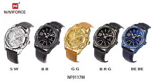 Montres de luxe décontractées lumineuses NAVIFORCE 9117 pour hommes, affichage jour et date, montres-bracelets à quartz en cuir étanches pour hommes - Product Image 6