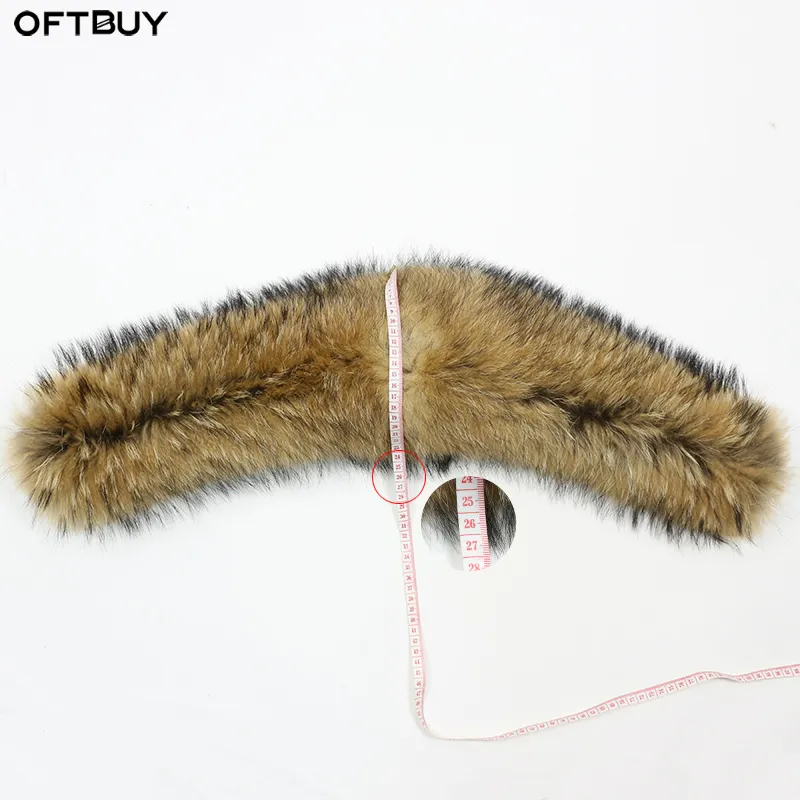 OFTBUY 100% Real Fur Collar Big Natural Raccoon Fur Fox Fur Scarves