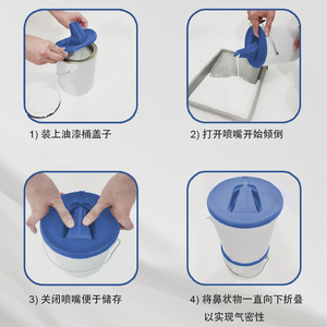 Paint <b>Bucket</b> Lid With Pour Spout Anti Drip Cover For Painting Portable Orange Blue Red - Product Image 4