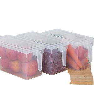 Plastic Stackable Refrigerator Organizer Handle Kitchen Containers with Lids for Fruits Vegetables Meat Egg