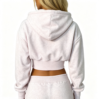 Ensemble deux pièces personnalisé pour femme : robe à capuche zippée et pantalon de survêtement en coton bouclette délavé, style décontracté automne, écoresponsable