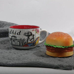 Taza de Sopa/Leche de Cerámica con Estampado Gráfico de <span class=keywords><strong>Madrid</strong></span>, Estilo Simple, Gran Capacidad, Apta para Lavavajillas y Microondas, para Oficina, Desayuno, Profesional - Product Image 2