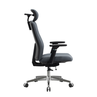 Chaise de bureau exécutive pivotante ergonomique confortable en tissu bleu 5D à 360 degrés avec accoudoirs et base en aluminium, certifiée BIFMA, colorée