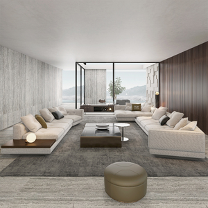 Juego de Muebles de Sala de Estar de Cuero Italiano Moderno y Contemporáneo, Elegante Juego de Sofás de Tela para el Hogar GS9155 - Product Image 4