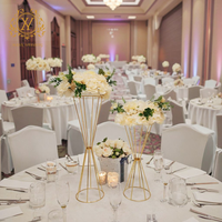 Support floral en métal doré pour centre de table de mariage, décoration de table et accessoires de défilé