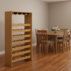 Portabottiglie in Quercia a 7 Livelli, Capacità da 50 a 119 Bottiglie, Arredamento Moderno per la Casa, Design in Legno Massello - Product Image 2