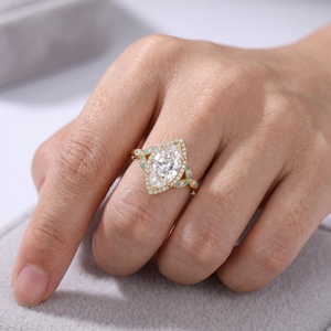 Anillo de Diamantes de Corte Marquesa VVS, Diseño Nuevo, Anillo de Halo de Oro Rosa de 18K, Anillos de Compromiso para Mujer, Joyería Fina - Product Image 2