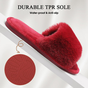 Pantofole da <span class=keywords><strong>donna</strong></span> in pelliccia sintetica, morbide e soffici, con punta aperta, da interno ed esterno, slip-on, con <span class=keywords><strong>memory</strong></span> <span class=keywords><strong>foam</strong></span> - Product Image 3