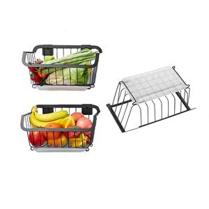 Étagère de rangement pour légumes et fruits à double niveau en acier inoxydable, imperméable, design moderne, type sur pied, non pliable - Product Image 4