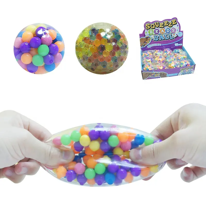 स्क्वीश गेंदों को पानी से भरे हुए खिलौने सेंसरी तनाव गेंदों को निचोड़ते हैं पानी के बीएड