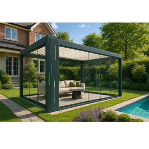 YOUYA <span class=keywords><strong>Pergola</strong></span> solaire bioclimatique en aluminium d'usine <span class=keywords><strong>Pergola</strong></span> solaire personnalisée avec porte de <span class=keywords><strong>store</strong></span> <span class=keywords><strong>à</strong></span> persiennes pour la maison, le jardin et l'extérieur - Product Image 2