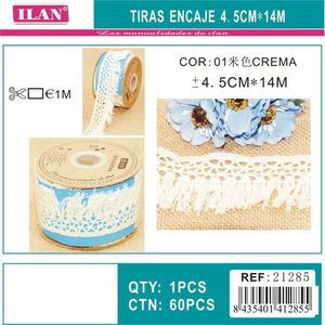 Strisce di pizzo Ilan 4,5 cm x 14 m colore crema per artigianato e decorazioni - Product Image 3