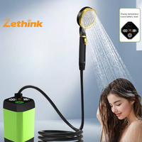 Pompe de douche électrique portable rechargeable avec affichage numérique intelligent, sac étanche en PVC écologique pour camping, escalade, randonnée