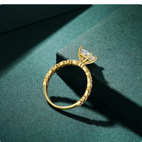 Cincin Moissanite Persegi 1CT Fashion, Cincin Pertunangan Perak Sterling 925 untuk Wanita, Hadiah dengan Sertifikasi GRA, Perhiasan Custom
