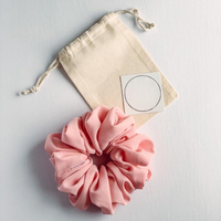 Scrunchie rambut satin sutra besar ukuran jumbo, elastis, lembut, penjepit rambut, ikat rambut, bando