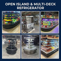Réfrigérateur vertical circulaire pour îlot, vitrine réfrigérée pour légumes et boissons, équipement de réfrigération pour supermarchés