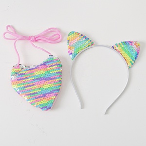 बिल्ली कान बच्चों के हेडबैंड कार्टून अनुक्रमों को मीठे राजकुमारी छोटे परिवर्तन बैग दिल बैग सेट - Product Image 3