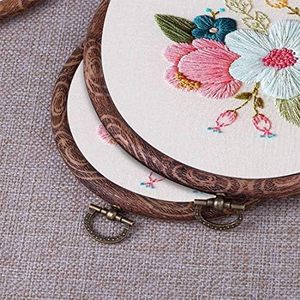 <span class=keywords><strong>Set</strong></span> Hoop bordir kayu imitasi, alat bantu jahit silang buatan tangan, tampilan kayu berdiri - Product Image 4