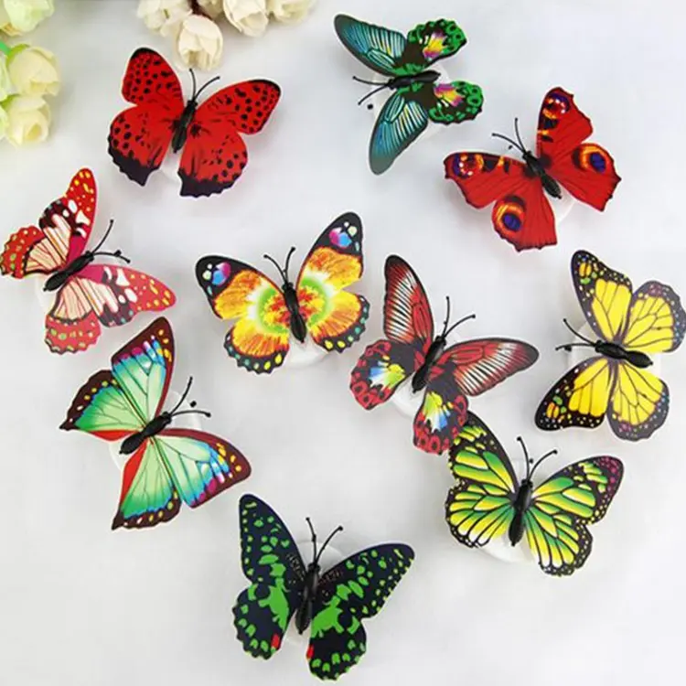 Led Sticker Light PVC Butterfly LED Night Light Colorful Butterfly Wall Sticker with Gift Box Package