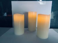 Bougie LED 3D à flamme réelle, lisse, en forme de pilier, avec télécommande, en cire de paraffine faite à la main, lot de trois pour mariage, Noël, décoration intérieure
