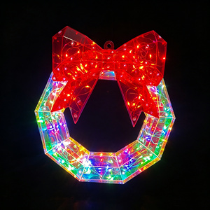 Lazo Rojo LED Decorativo para Colgar en la Pared, Funciona con Batería, Lazo Prismático Luminoso, Decoración Geométrica para Bodas, Navidad y Fiestas - Product Image 3