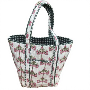 Bolsa de Mano de Algodón Acolchada con Estampado a Mano, Bolsa Ecológica Personalizada, Regalo para Mujer - Product Image 1