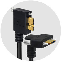 Câble USB Type C mâle vers USB 3.0 Micro B mâle à angle droit avec vis de verrouillage pour montage sur panneau