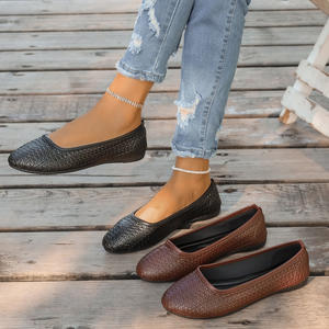 Bruine PU geweven ballerina's met spitse neus, comfortabel, stijlvol, lichtgewicht, instapmocassins voor kantoor/dagelijks gebruik, herfst - Product Image 6