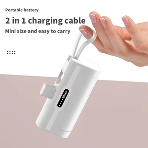 2025 nuovo arrivato due In uno Plug-In Mini alimentazione <span class=keywords><strong>Mobile</strong></span> carica 5000Mah emergenza Power Bank con cavo - Product Image 2