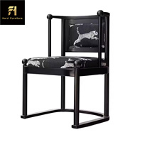 Nouveau Style chinois en bois noir imprimé léopard chaise de salle à manger chaise d'appoint coussin rembourré chaise de Table à manger unique formelle